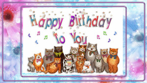 Графическое изображение поющих котят в день рождения для друга