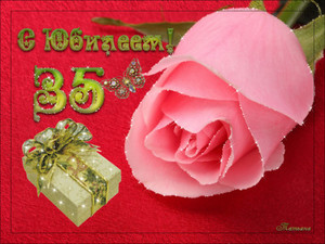 Нежная роза на красном фоне с подарочной коробкой девушке
