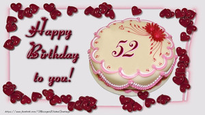Открытка с розовой рамкой, сердечками и тортом в день рождения