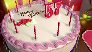 Открытка с белым тортом с розовыми свечками в день рождения