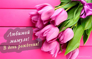 Красивая открытка с тюльпанами для любимой мамули